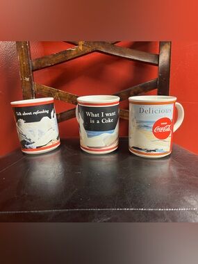 Coca Cola Red, White and Black Ceramic Mug Set with Classic Logos